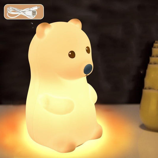 Cute Bear LED Night Lamp - Soft Silicone Touch-Sensitive Light for Kids - Lukoso