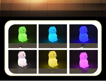 Cute Bear LED Night Lamp - Soft Silicone Touch-Sensitive Light for Kids - Lukoso