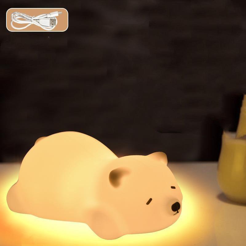 Cute Bear LED Night Lamp - Soft Silicone Touch-Sensitive Light for Kids - Lukoso