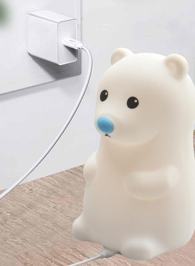 Cute Bear LED Night Lamp - Soft Silicone Touch-Sensitive Light for Kids - Lukoso