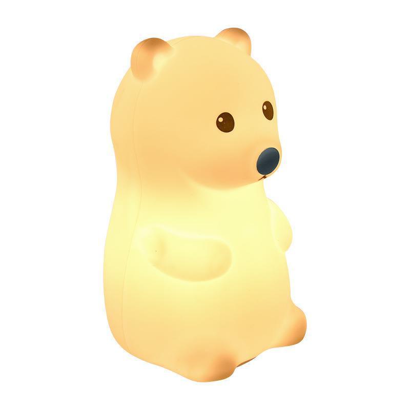 Cute Bear LED Night Lamp - Soft Silicone Touch-Sensitive Light for Kids - Lukoso